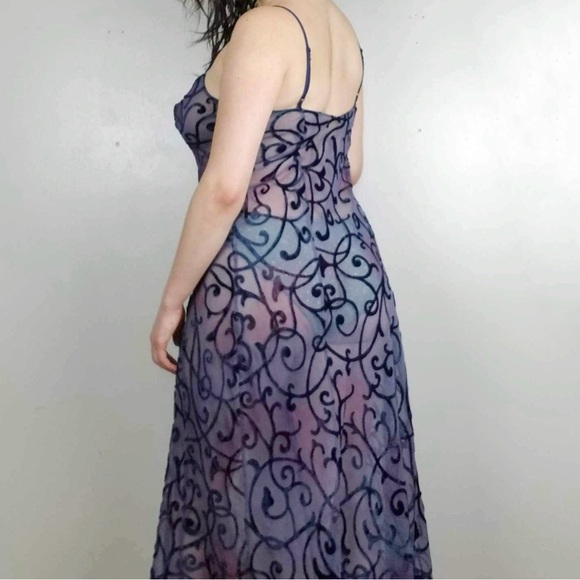VINTAGE VICTORIA’S SECRET Ombré Y2K Mesh See Through Slip Dress Lingerie Velvet - Picture 2 of 13